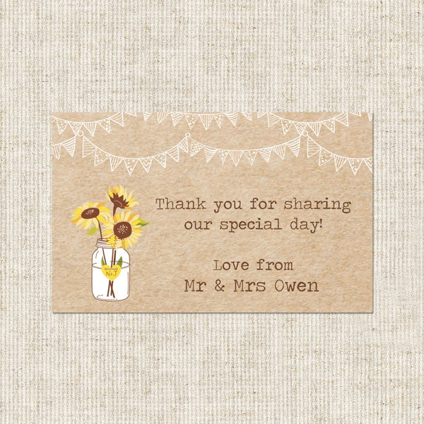 Sunflowers and Bunting - Favour Tag