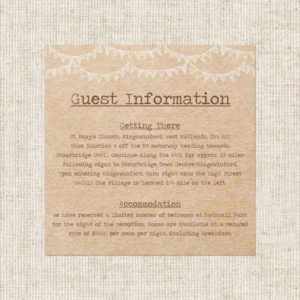 Sunflowers and Bunting Guest Information