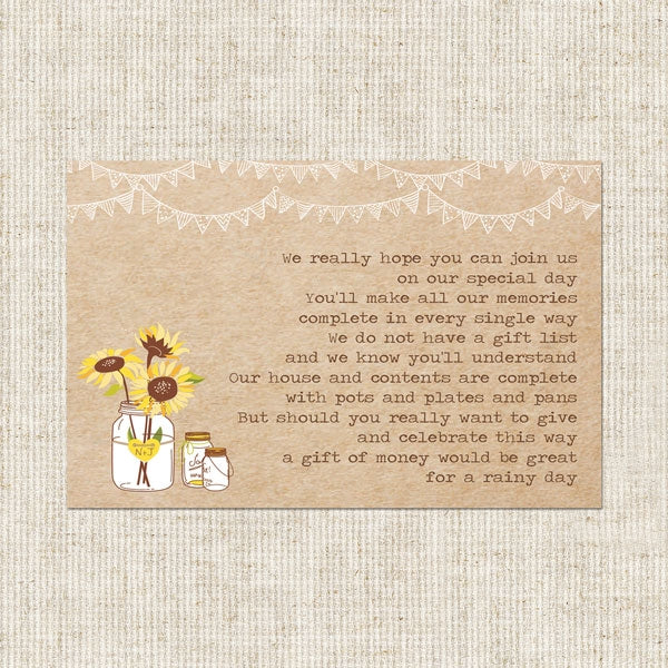 Sunflowers and Bunting Gift Poem Card
