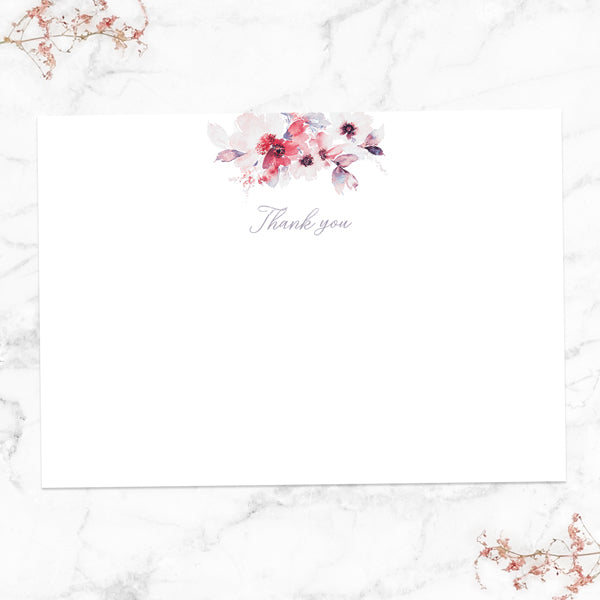 Anniversary Thank You Cards - Pink Watercolour Bouquet