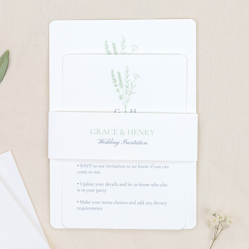 Wildflower Monogram - Wedding Invitation & Information Card Suite
