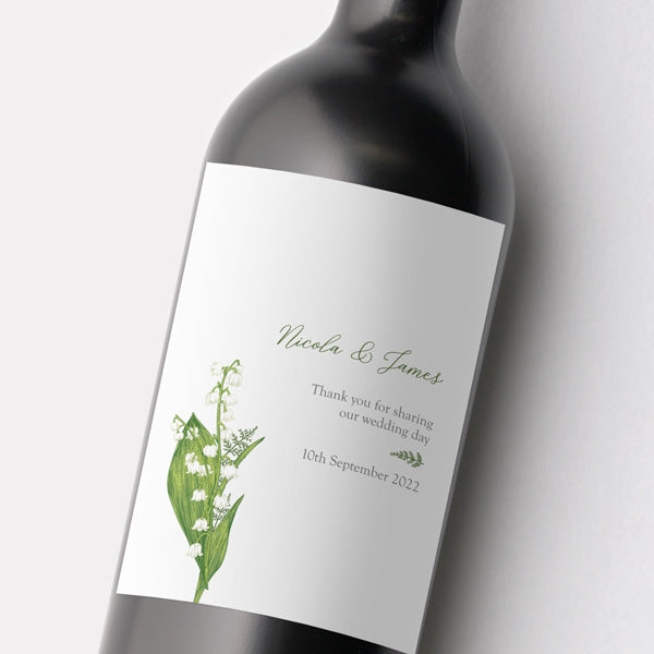 Lily of the Valley Iridescent Wine Bottle Labels  