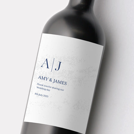 Textured Simplistic Monogram Iridescent Wine Bottle Labels thumbnail 