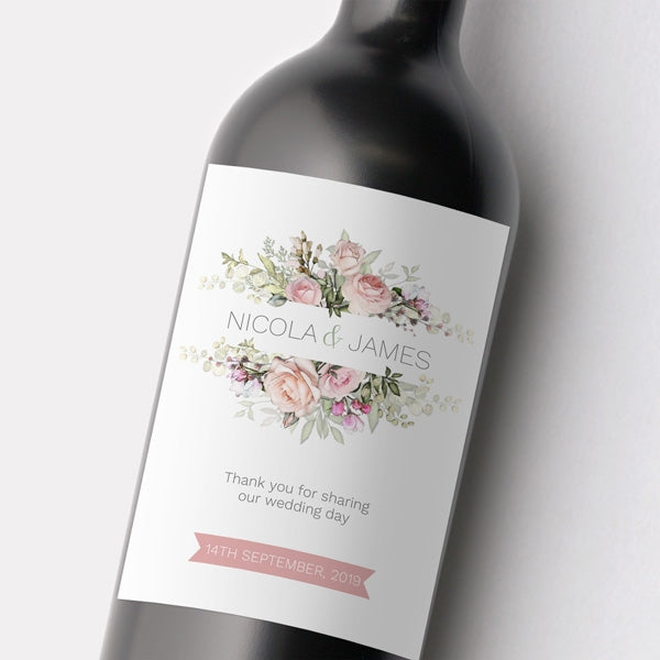 category header image Pink Country Flowers Wine Bottle Labels