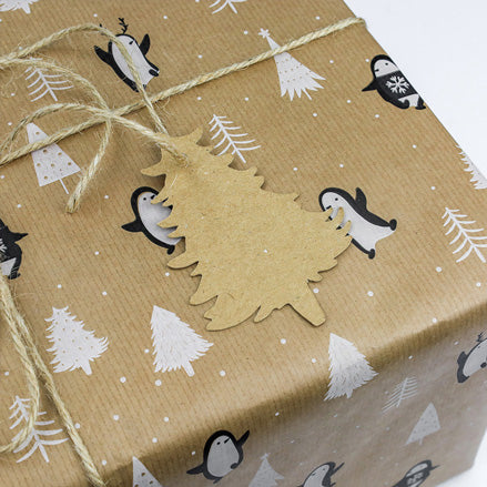 Penguin Friends - Kraft - Christmas Gift Tags - Pack of 10
