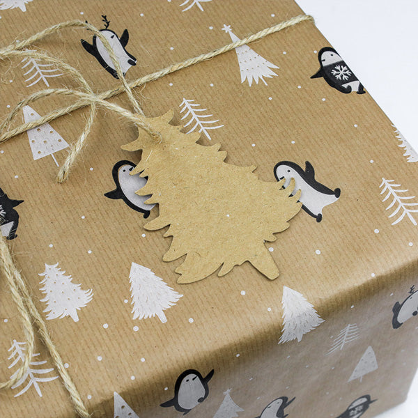 Penguin Friends - Kraft - 4m Roll Christmas Wrapping Paper