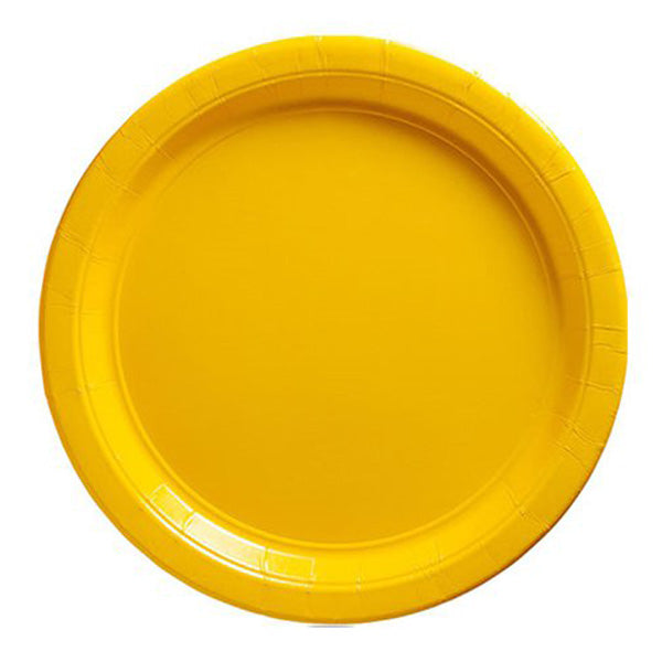 Paper Plates 18cm - Yellow Party Tableware - Pack of 8