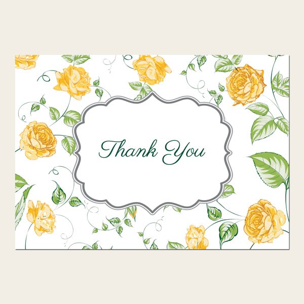 Thank You Cards - Yellow Roses Garden Party - Pack of 10