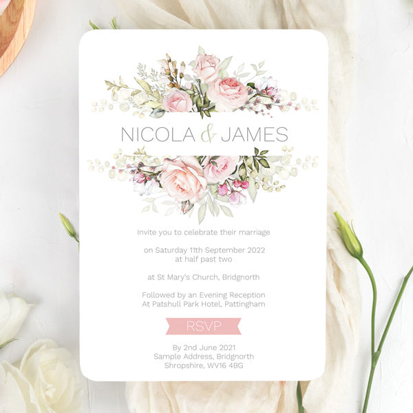 Pink-Country-Flowers-Wedding-Invitation
