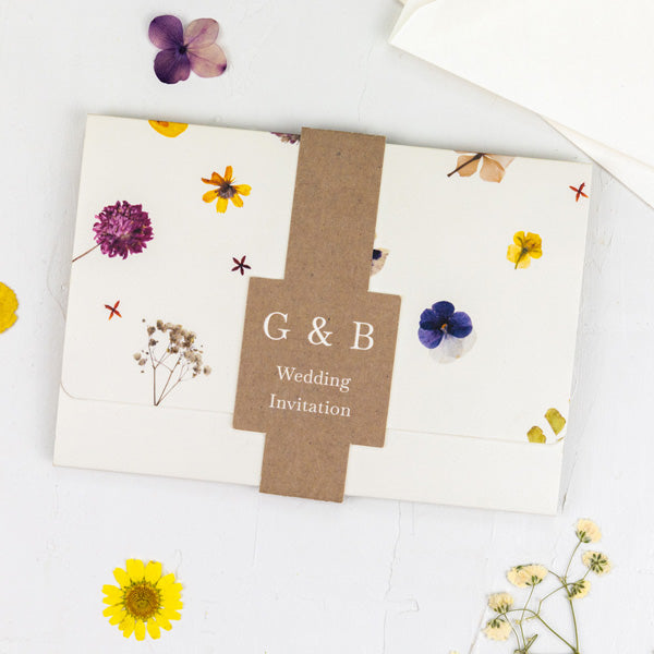 Pressed Flowers - Tri Fold Wedding Invitation & RSVP