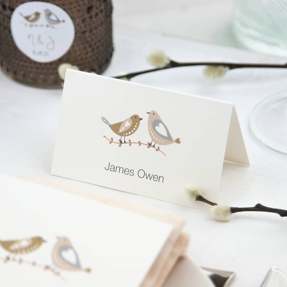 Rustic Woodland Birds Place Card