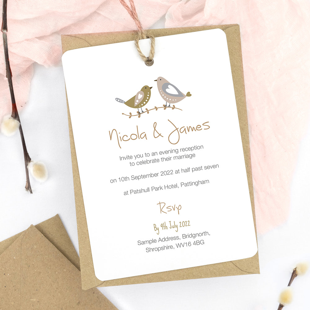 Rustic Woodland Birds Evening Invitation