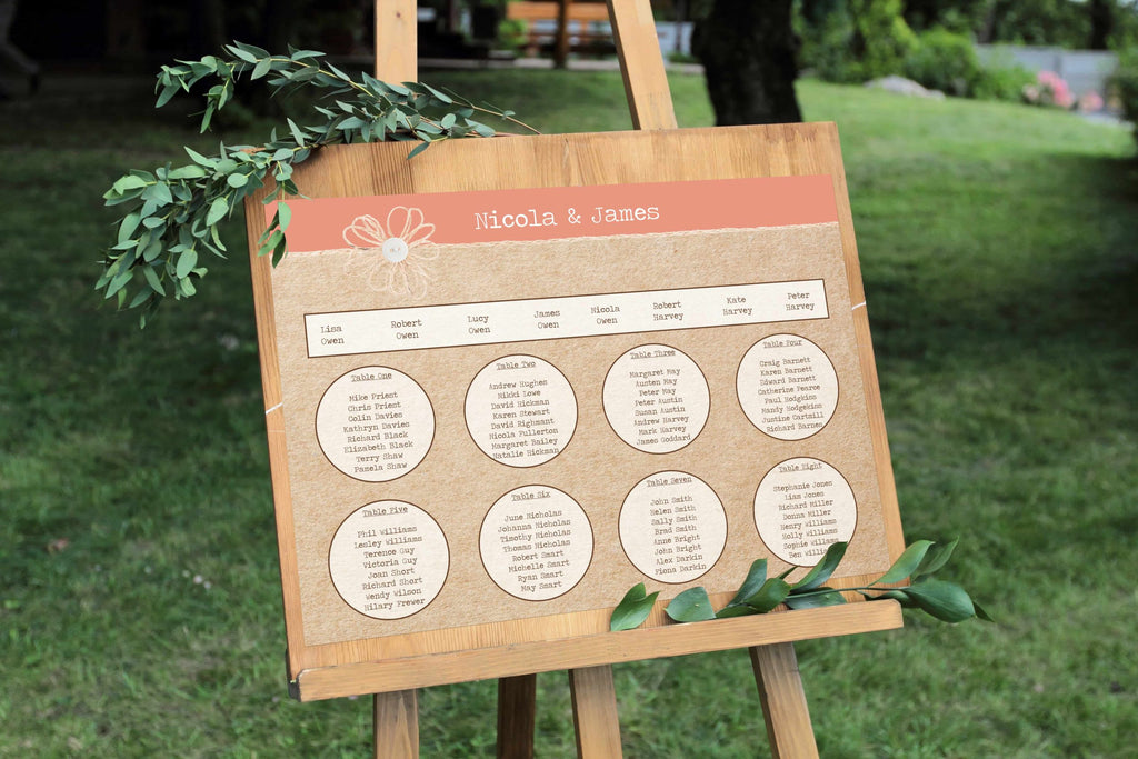 Vintage Bunting & Love Birds Table Plan