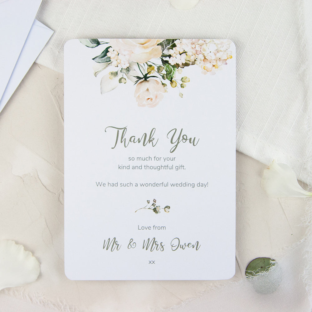 White Country Bouquet Thank You Card