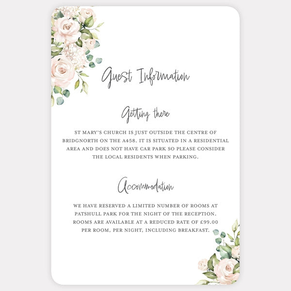 Wedding guest information cards