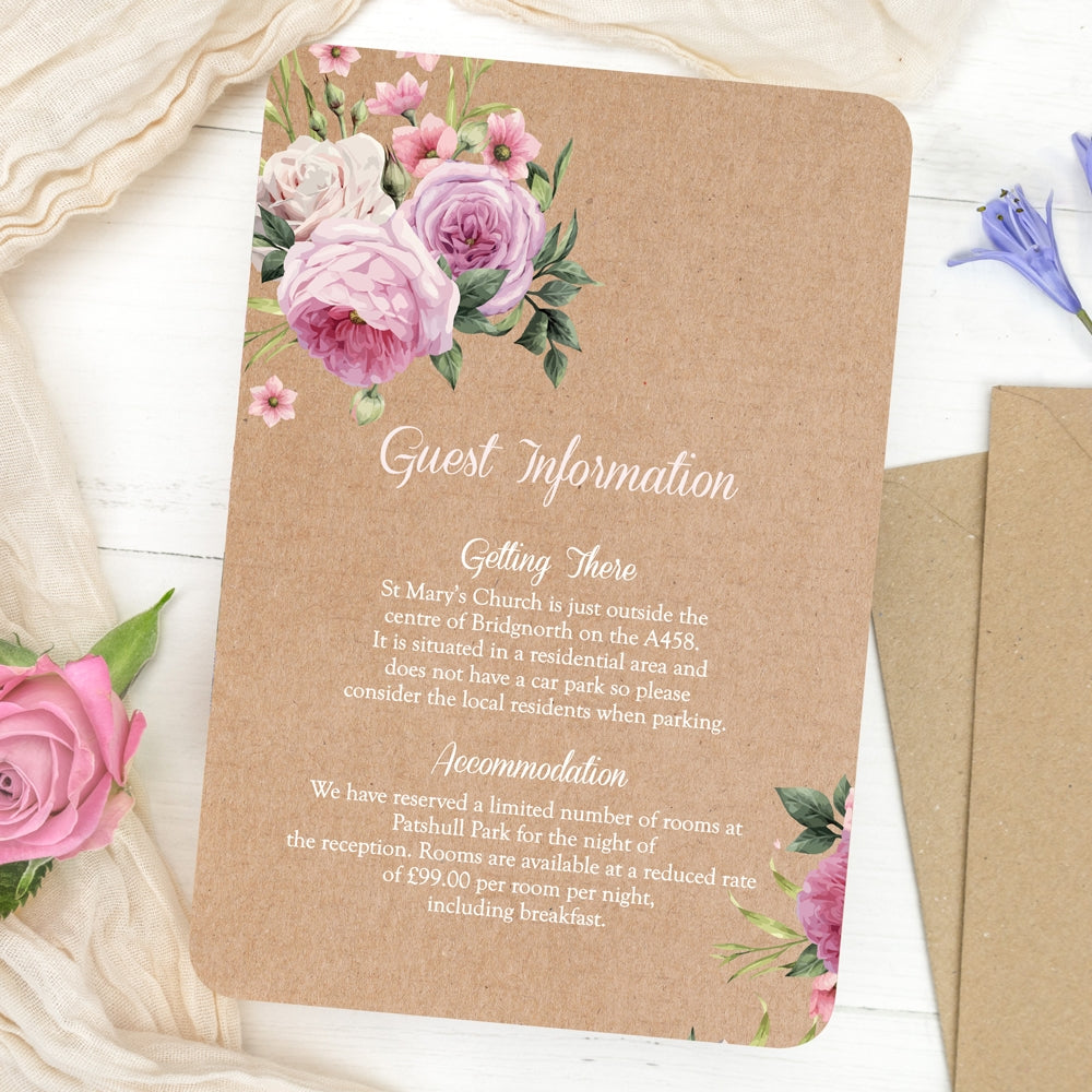 What to include on a wedding guest information card