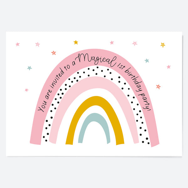 1st Birthday Invitations - Chasing Rainbows - Pack of 10