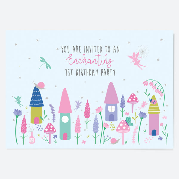1st Birthday Invitations - Fairy Garden - Pack of 10
