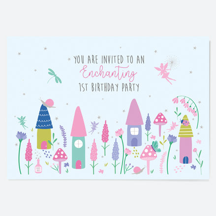 1st Birthday Invitations - Fairy Garden - Pack of 10