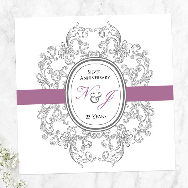 25th Wedding Anniversary Invitations - Baroque Border