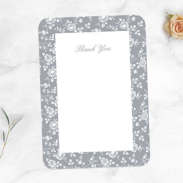 25th Anniversary Thank You Cards - Delicate Rose Pattern