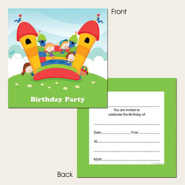 Ready to Write Kids Birthday Invitations - Bouncy Castle Birthday Party - Pack of 10