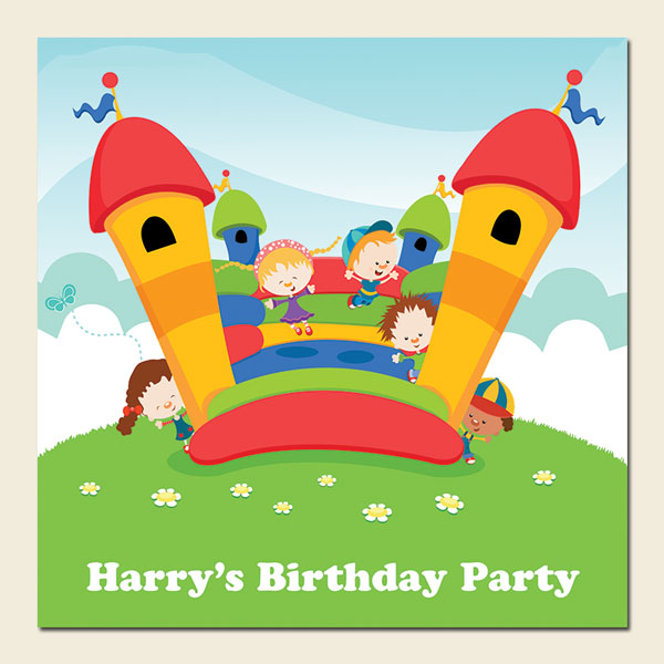Personalised Kids Birthday Invitations - Bouncy Castle Birthday Party - Pack of 10