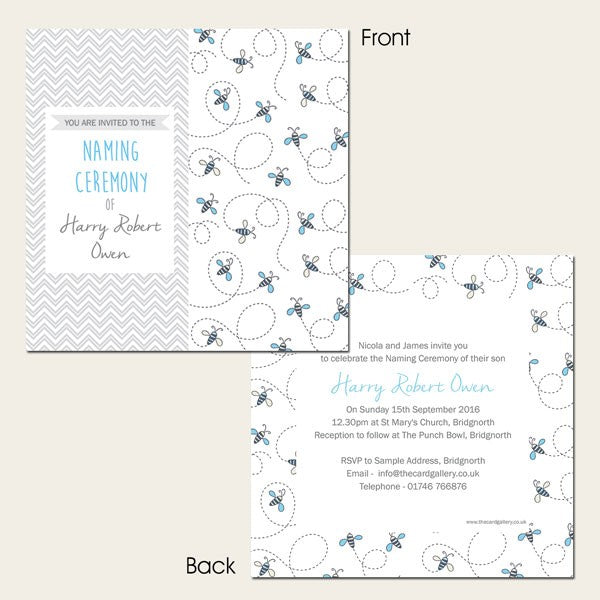 Naming Ceremony Invitations - Busy Bee - Pack of 10