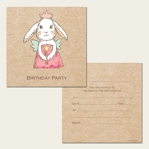 Ready to Write Kids Birthday Invitations - Bunny Fairy - Pack of 10