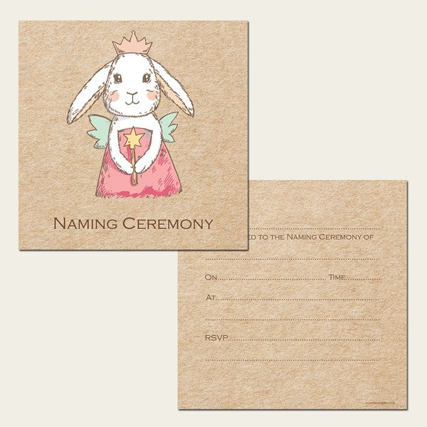 Naming Ceremony Invitations - Bunny Fairy - Postcard - Pack of 10