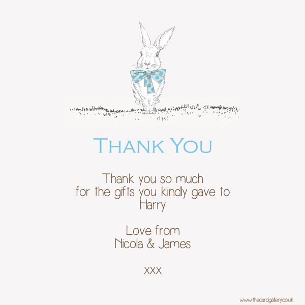 Thank You - Boys Rabbit & Bow Tie - Postcard - Pack of 10