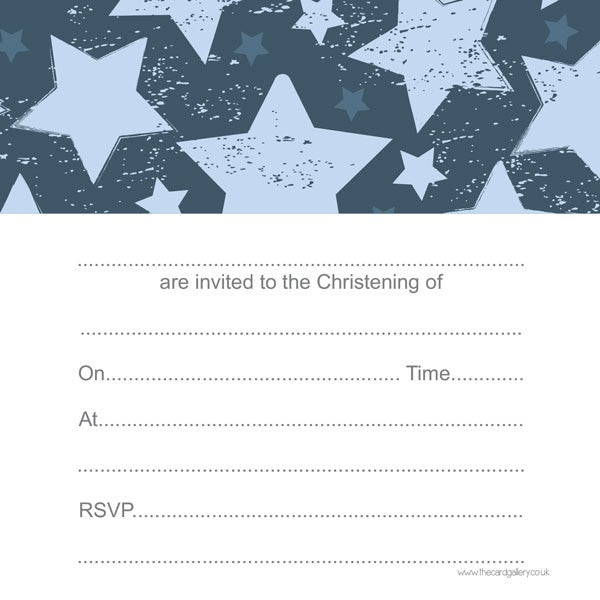 Christening Invitations - Boys Vintage Stars - Postcard - Pack of 10