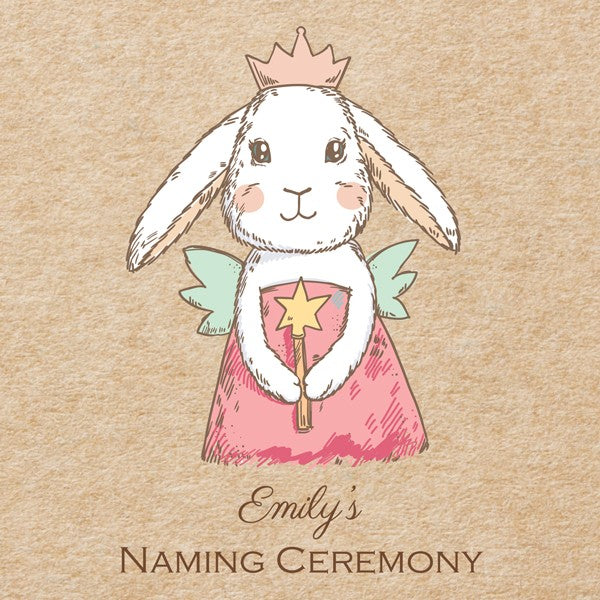 Naming Ceremony Invitations - Bunny Fairy - Postcard - Pack of 10