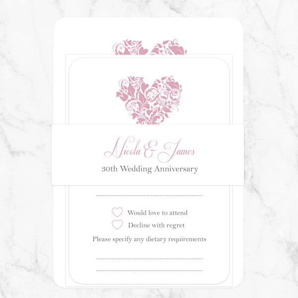 30th Wedding Anniversary Invitations - Ornate Heart