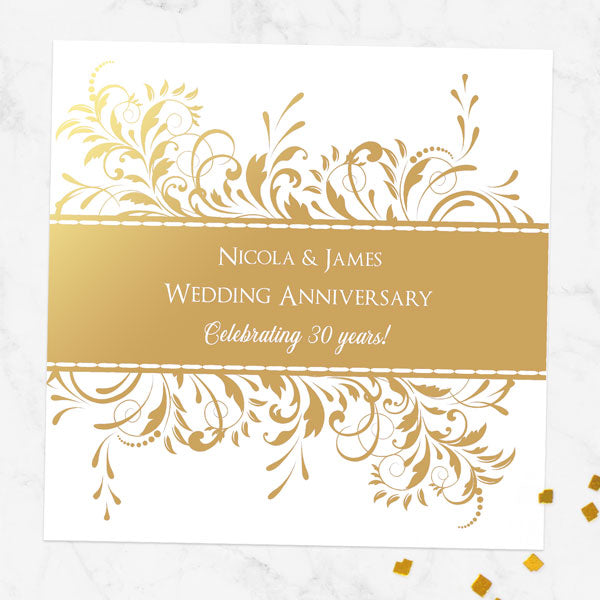 30th Foil Wedding Anniversary Invitations - Antique Swirls