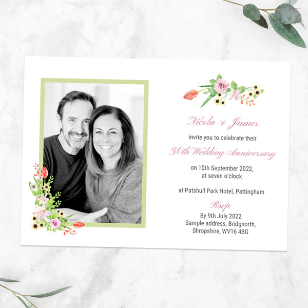 30th Wedding Anniversary Invitations - Summer Flowers