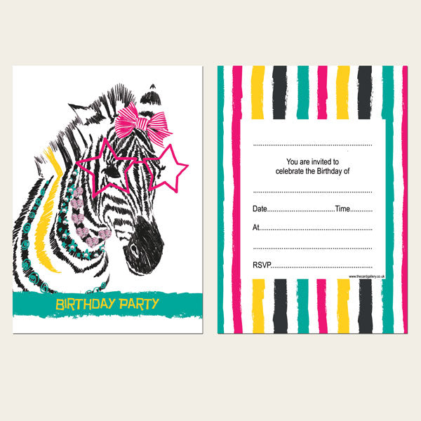 category header image Ready to Write Kids Birthday Invitations - Cool Zebra - Pack of 10