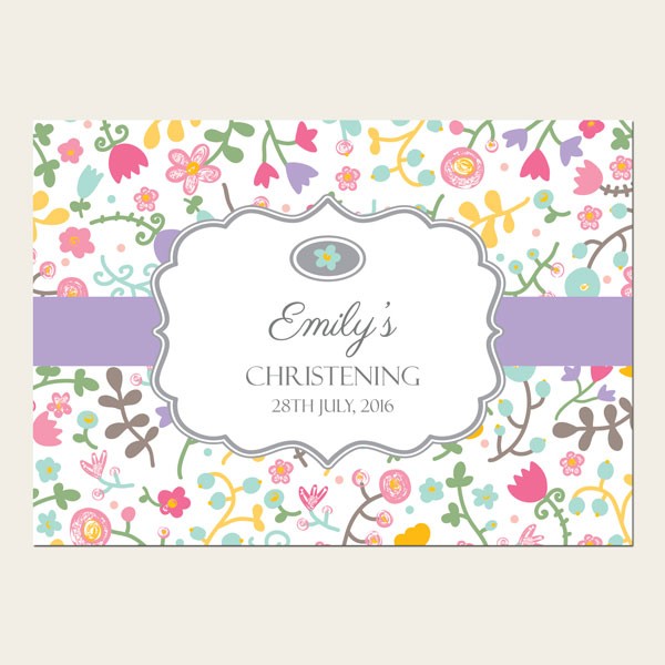 Christening Invitations - Flower Mix - Postcard - Pack of 10