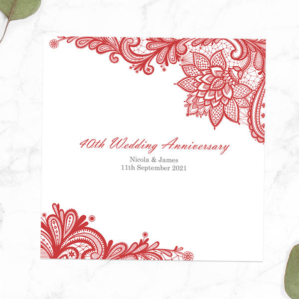 40th Wedding Anniversary Invitations - Victorian Lace