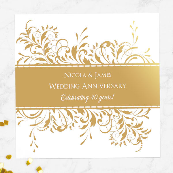 40th Foil Wedding Anniversary Invitations - Antique Swirls