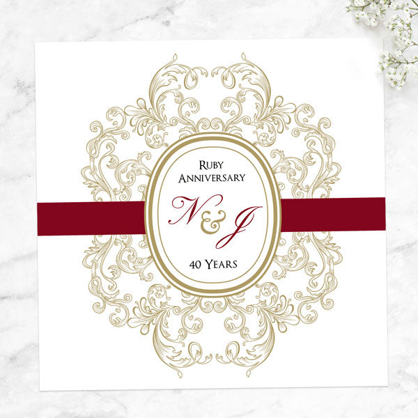 40th Wedding Anniversary Invitations - Baroque Border