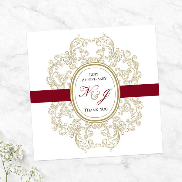 40th Anniversary Thank You Cards - Baroque Border