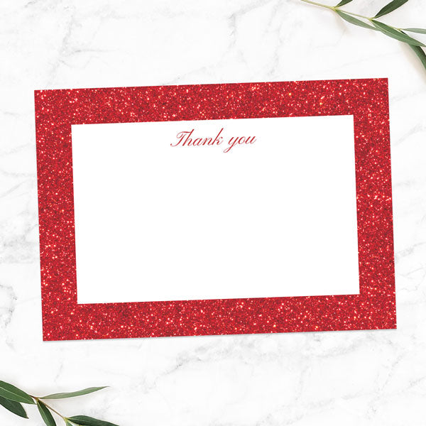 40th Anniversary Thank You Cards - Simple Glitter Effect - Pack of 10