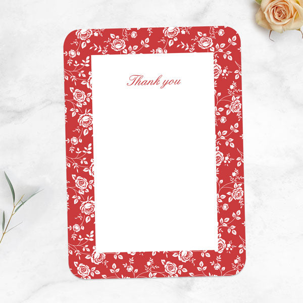 40th Anniversary Thank You Cards - Delicate Rose Pattern
