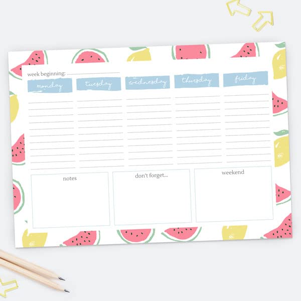 A4 Desk Planner, 53 Thick Pages, Undated, Weekday Planner, Organiser, to Do List, Notepad for School, Home, Work, Office, Acedemic, Events - Fresh Ideas