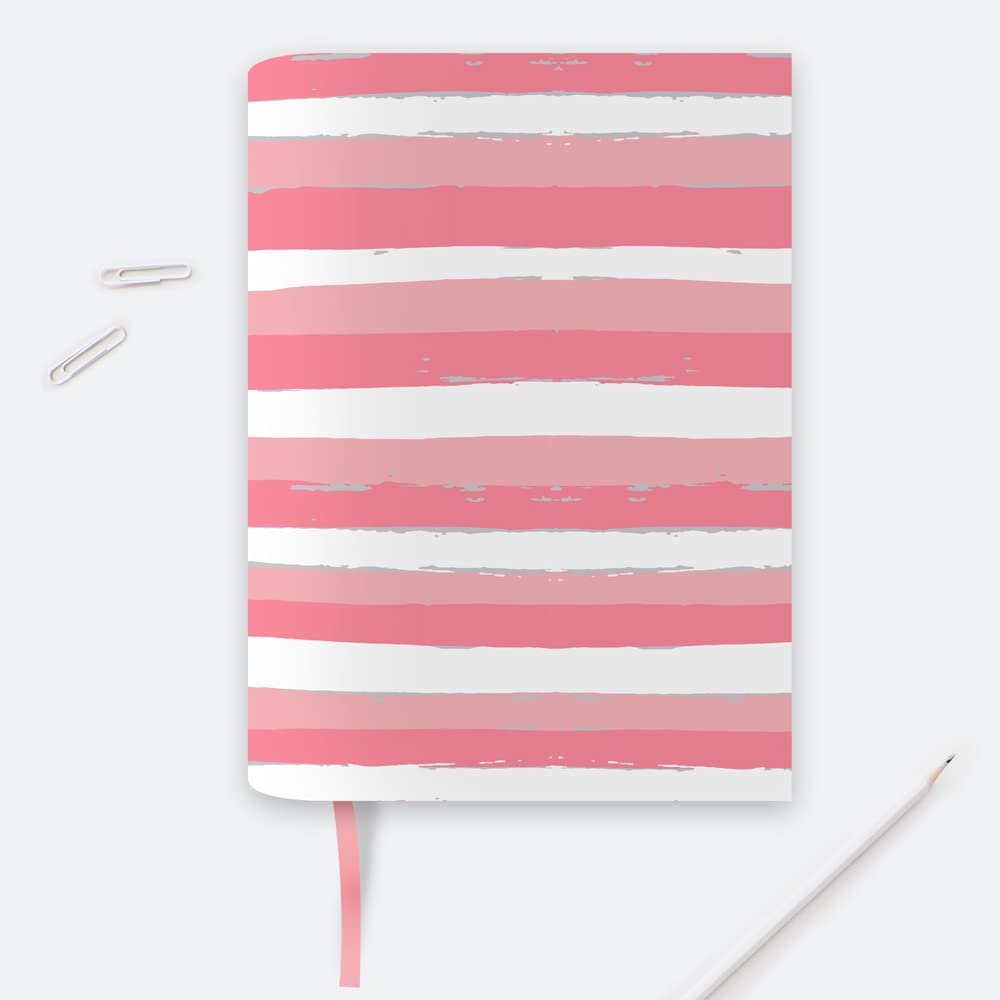 A5 Chunky Linen Covered Notebook with Ribbon 160 x 215 mm (28 mm Thick) 192 Sheets - Earn Your Stripes - Perfect for Office Work, School, Diary, Gifting
