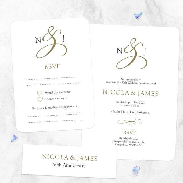 50th Wedding Anniversary Invitations - Classic Monogram