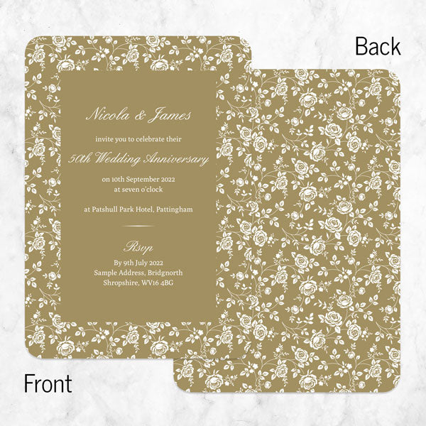 50th Wedding Anniversary Invitations - Delicate Rose Pattern