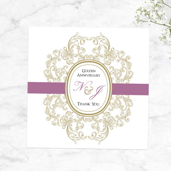 50th Anniversary Thank You Cards - Baroque Border