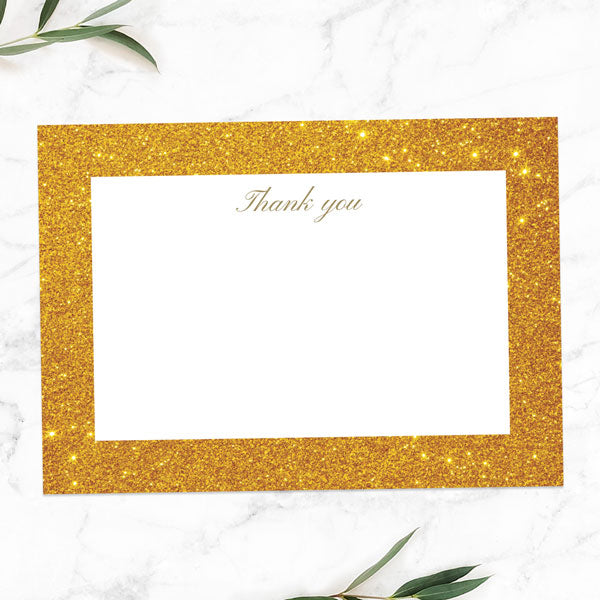 50th Anniversary Thank You Cards - Simple Glitter Effect - Pack of 10